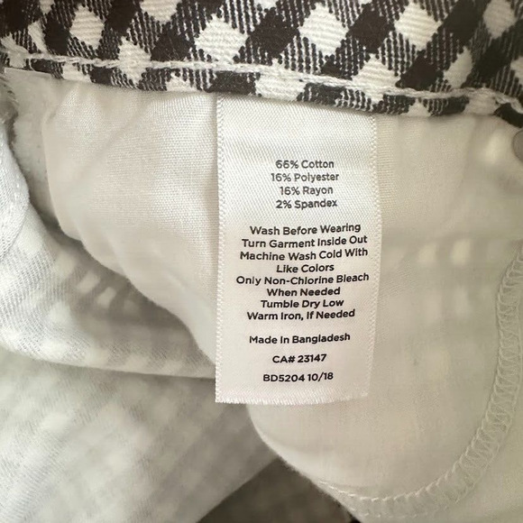 TALBOTS Skirt Size 12 Petite 12P Black White Denim Gingham Check A-Line Stretch - Picture 5 of 6